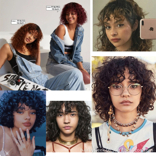Wholesale vendor 12 inches brown kinky heat resistant ombre curly short Bob with a bang synthetic hair wigs for black women